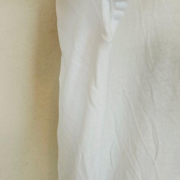 Chaser White Ruffle Lettuce Hem Open Wrap Back Short Sleeve T Shirt Women Medium - Picture 5 of 7